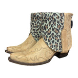 6.5 Embroidered Tan & Light Blue Leopard Canty Boots®