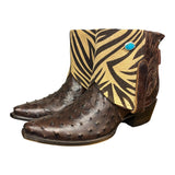 9 Exotic Brown & Zebra Print Canty Boots® with Turquoise Concho