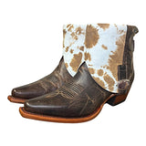 8 Embroidered Brown & Tan Tie Dye Hide Canty Boots® with Agate Concho