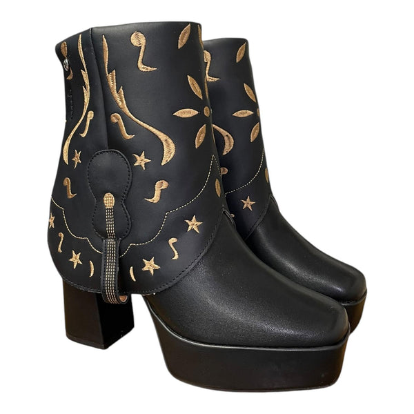 10 Black & Musical Embroidered Platform Canty Boots®