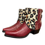 8 Red & Leopard Hair-on Hide Canty Boots®