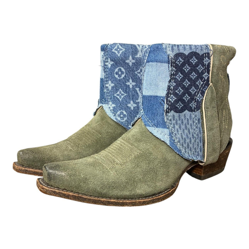 8 Green Rough Out & Layered Designer Denim Canty Boots®