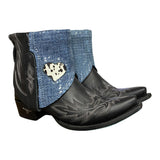 7.5 Embroidered Black & Denim Canty Boots® with Heart Inlay