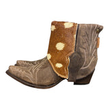 10 Embroidered Brown & Spotted Hair-on Hide Canty Boots®