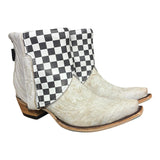 9 Embroidered White & Checkered Leather Canty Boots®