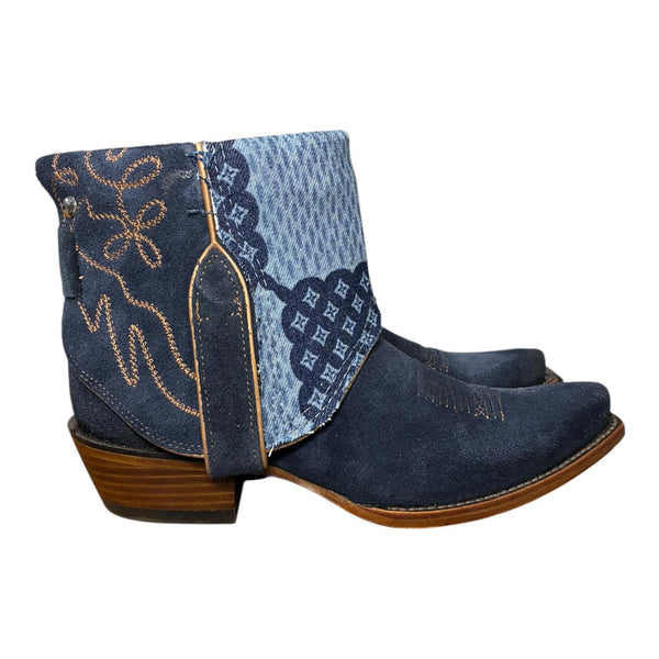 7 Navy Blue Rough Out & Designer Denim Canty Boots®