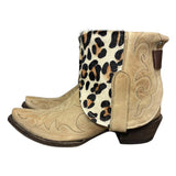 7.5 Embroidered Tan & Leopard Hair-on Hide Canty Boots®