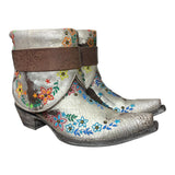 8.5 Distressed Metallic Silver & Colorful Floral Embroidery Canty Boots®