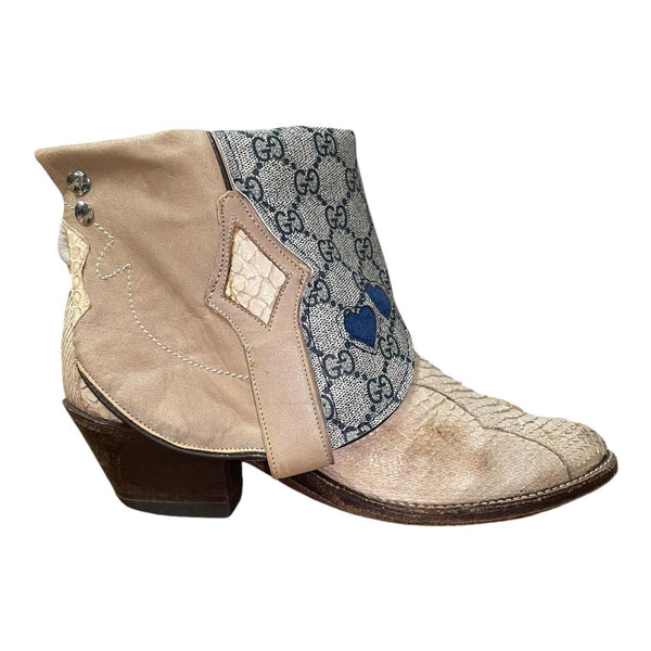 9 Cream Exotic & Designer Canty Boots® with Heart Inlay