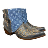 9 Embroidered Blue & Designer Denim Canty Boots® with Amber Concho