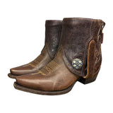 6.5 Brown & Floral Tooled Leather Canty Boots® with Silver Conchos