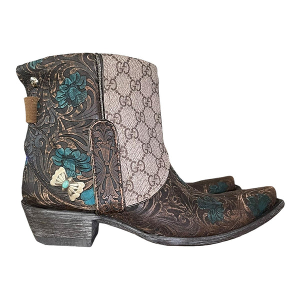 8 Tooled & Designer Canty Boots® with Turquoise Bow Concho