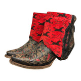 7 Tooled Black & Red with Horse Print Canty Boots®