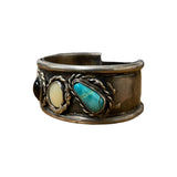 Turquoise, Onyx, and Opal Sterling Silver Cuff
