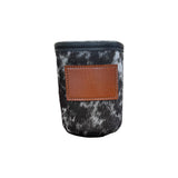 Cowhide Can Koozie with Customizable Leather Patch