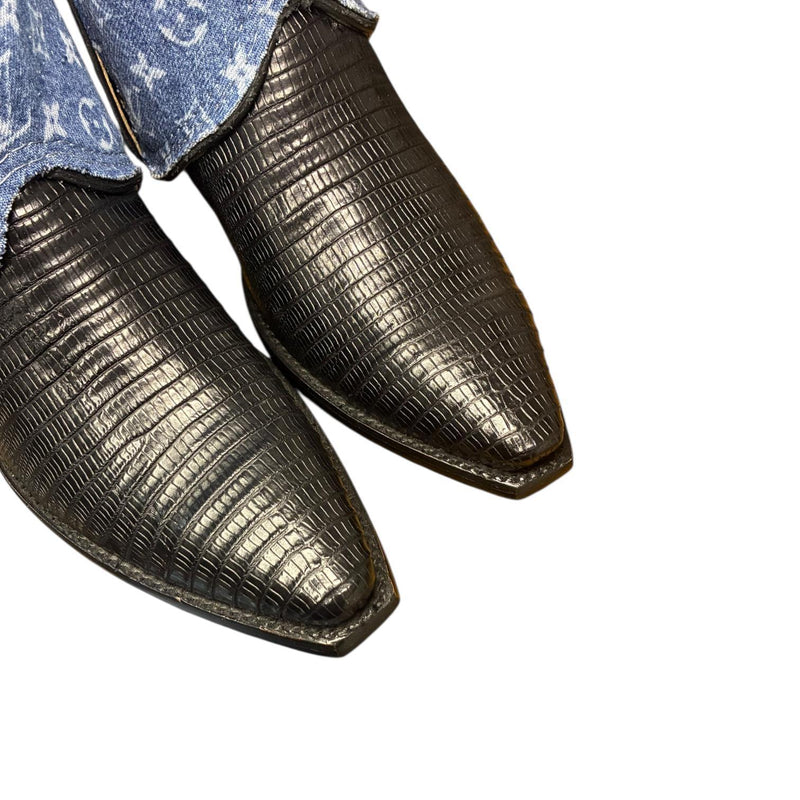 9.5 Exotic Black & Designer Denim Canty Boots®
