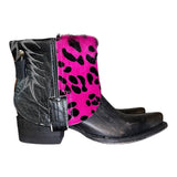 7.5 Black & Hot Pink Leopard Hair on Hide Canty Boots®