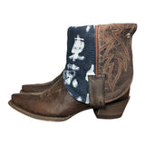 7.5 Dark Brown & Designer Denim Canty Boots®