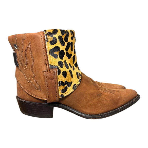 8.5 Brown & Leopard Hair-on Hide Canty Boots®
