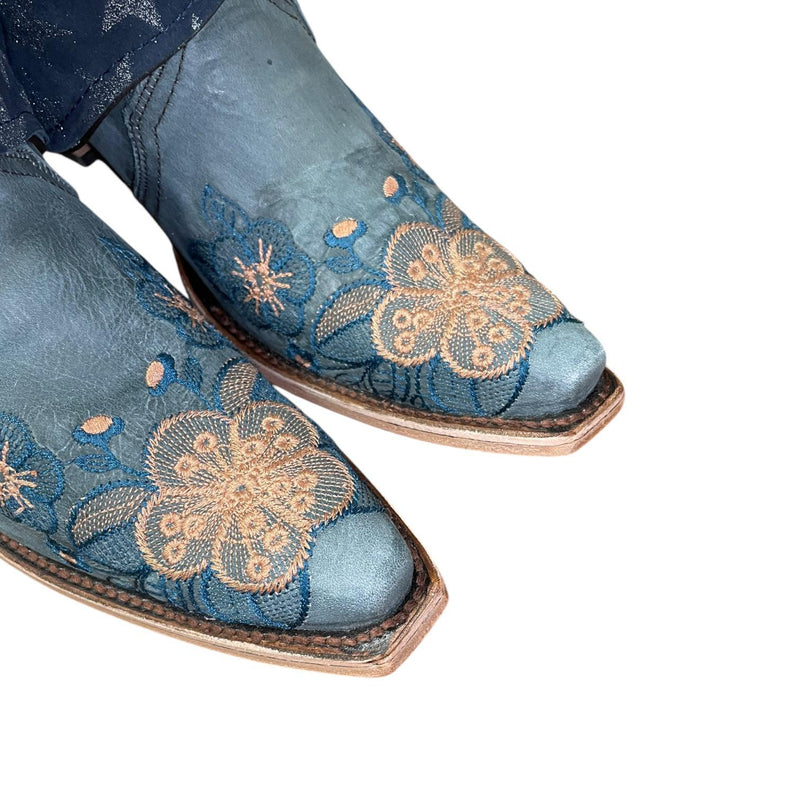 10 Blue Floral Embroidered & Glitter Stars Canty Boots®