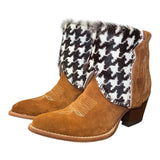 7 Brown Rough Out & Houndstooth Hair-on Hide Canty Boots®
