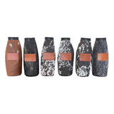 Cowhide Bottle Koozie with Customizable Leather Patch