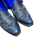 9 Embroidered Blue & Blue Holo Canty Boots® with Turquoise Concho