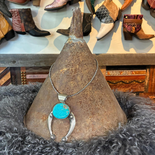 Turquoise & Sterling Silver Naja Pendant
