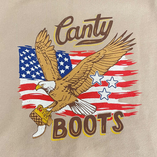 Tan Americana Eagle Canty Boots Zip Up Sweatshirt