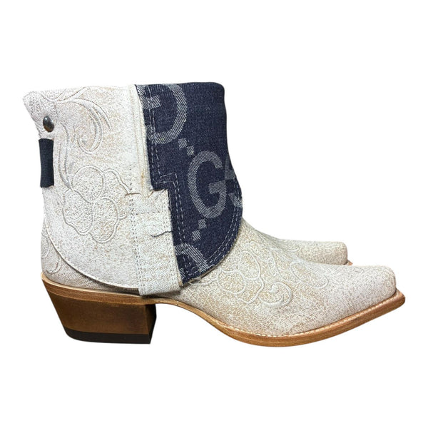 7 Embroidered White & Designer Denim Canty Boots®
