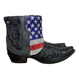 8.5 Embroidered Black & American Flag Crystals Canty Boots®
