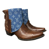 8.5 Embroidered Brown & Designer Denim Canty Boots®