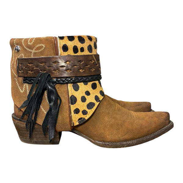 8 Brown Rough Out & Leopard Hair-on Hide Canty Boots®