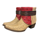 10 Embroidered Tan & Studded Red Leather Canty Boots®