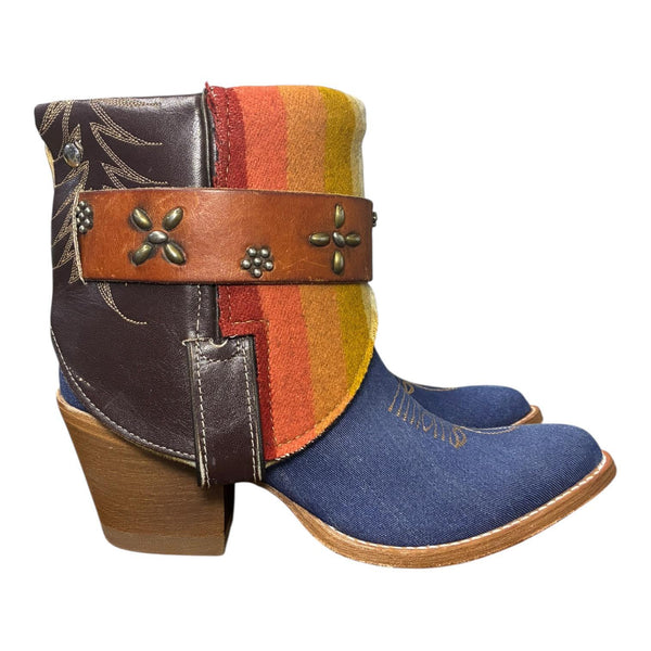 7.5 Two Toned Denim Textile & Wool Canty Boots®