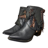 7.5 Black & Layered Leather Canty Boots® with Concho