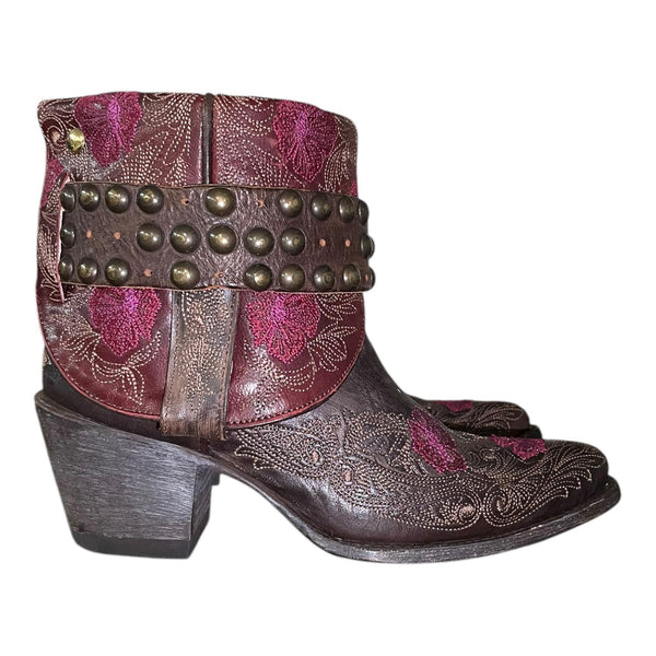 7 Brown & Purple with Floral Embroidery Canty Boots®