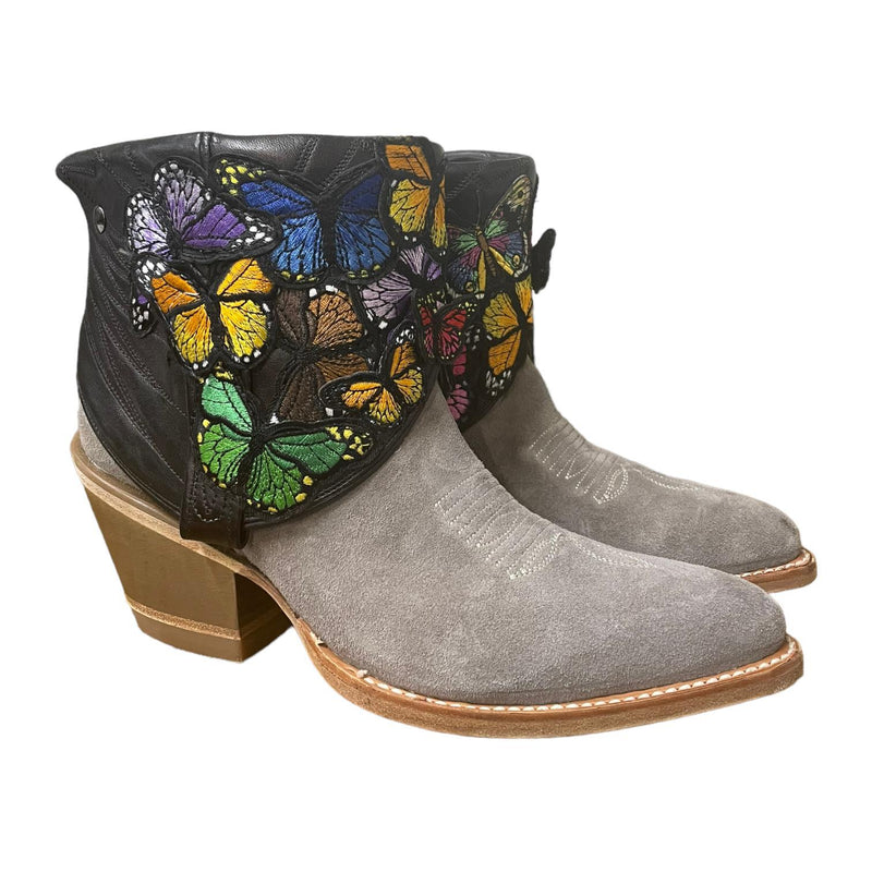 8.5 Gray & Black Butterfly Patches Canty Boots®