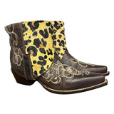 8.5 Embroidered Floral & Leopard Hair-on Hide Canty Boots®
