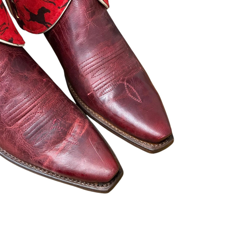 8 Embroidered Red & Horse Print Canty Boots®