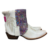 9 White & Purple Metallic Leather Canty Boots®