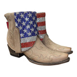 6.5 Embroidered Tan & American Flag Crystals Canty Boots®