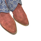 8 Deep Red Rough Out & Designer Denim Canty Boots®