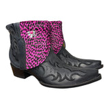 11 Black & Pink Spotted Hair-on Hide Canty Boots® with Bow Concho