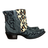 8 Embroidered Black & Leopard Hair-on Hide Canty Boots®