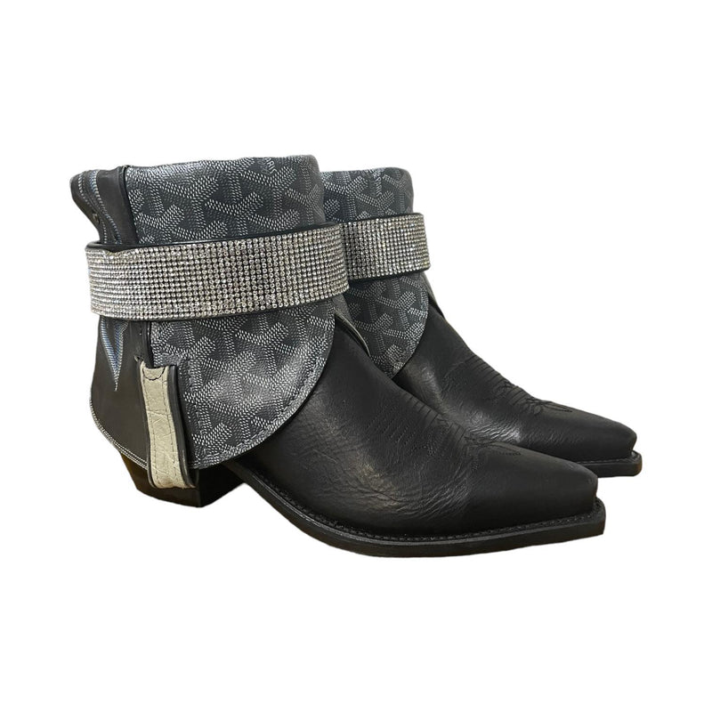 7.5 Black & Designer Canty Boots® with Removable Crystal Belt