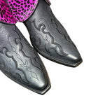 11 Black & Pink Spotted Hair-on Hide Canty Boots® with Bow Concho