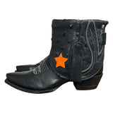 8.5 Embroidered Black & Studded Black Leather Canty Boots® with Star Inlay