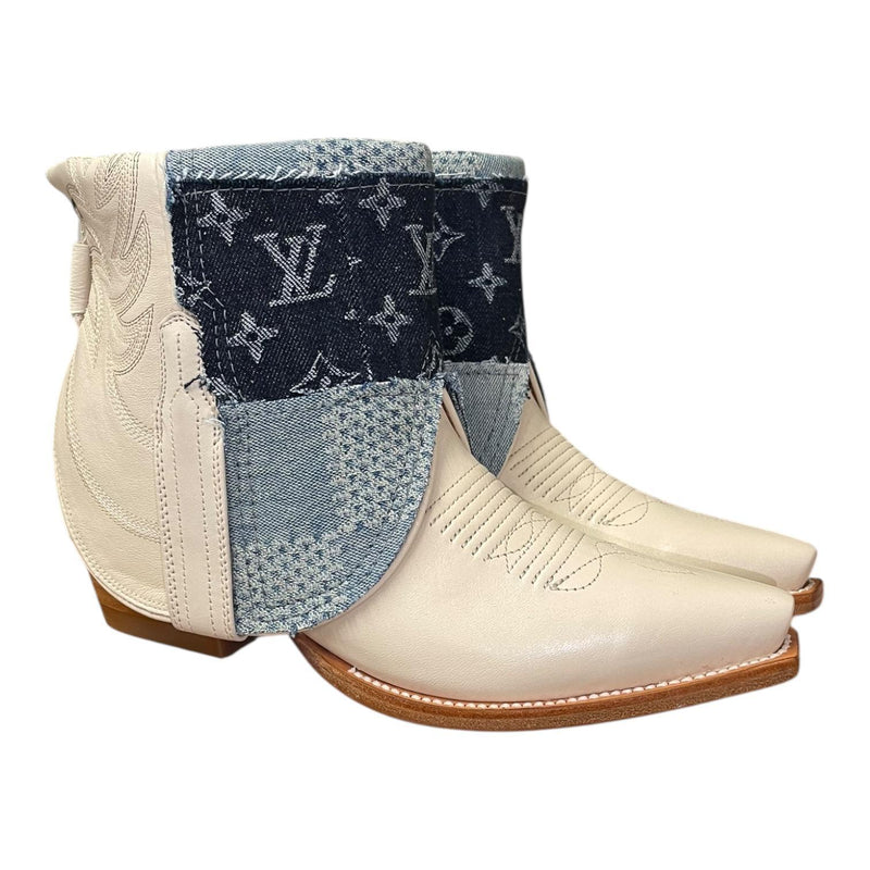 8.5 Cream & Layered Designer Denim Canty Boots®