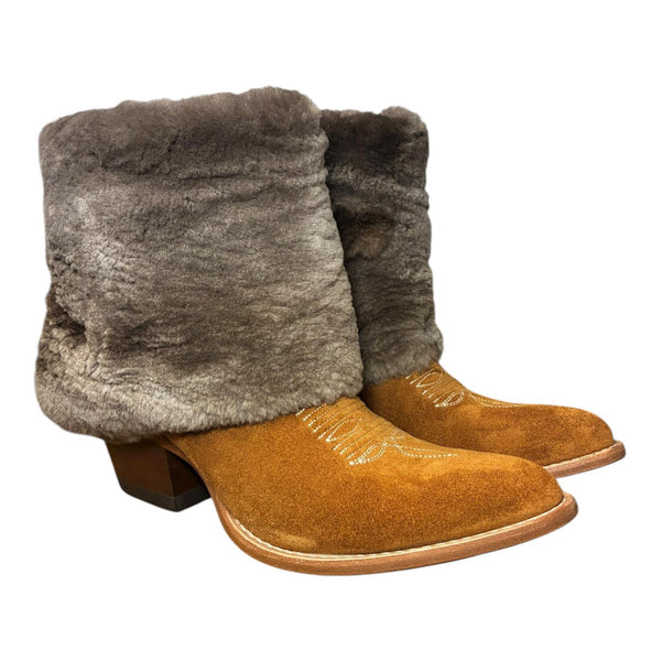 7.5 Cognac Rough Out & Shorn Beaver Fur Canty Boots®
